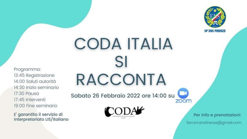 locandina CODA Italia si racconta ENS Firenze